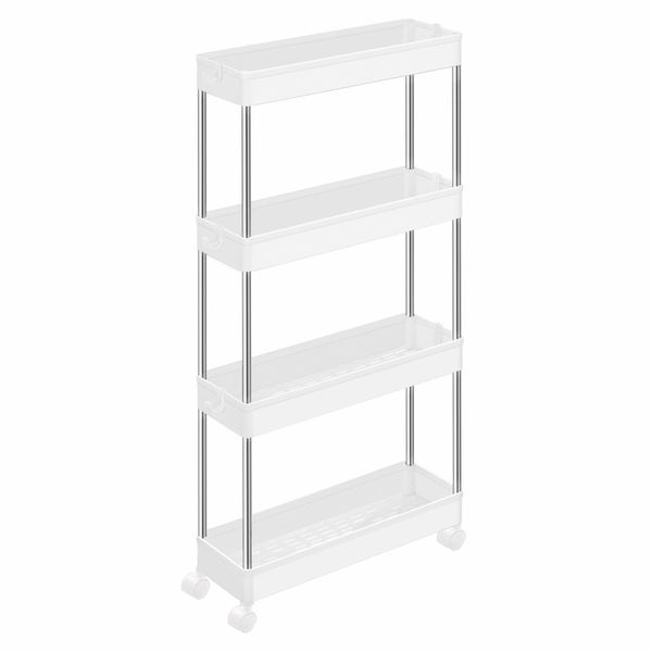 Carrello Songmics, Carrello Da Cucina A 4 Livelli, Scaffale Da Cucina, Bianco Nuvoloso-image