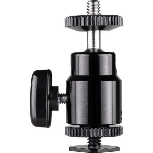 Walimex Pro Mini Testa A Sfera Con Adattatore 1/4 Hot Shoe Caricabile Fino A 1,5 Kg, Testa Del Treppiede Ruotabile Di 360° E Girevole Di 90°, Attrezzatura Per Fotocamere, Luce Led, Smartphone-image