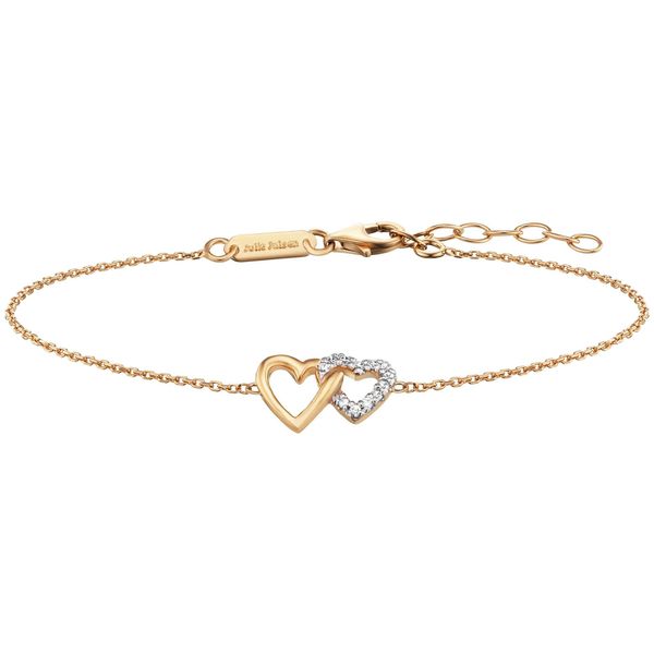 Armband Julie Julsen "925/- Sterling Silber Vergoldet 2 Herzen Zirkonia", Gelb, ArmbäNder, Damen, 19Cm, Silber 925 (Sterlingsilber), GläNzend, Armband-image