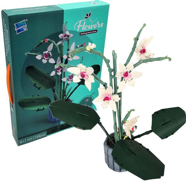 Coil Play Building Blocks, Fiori In Blocchi, Orchidea, Set Di Blocchi Da Costruzione, Blocchi Da Costruzione, Set Da Costruzione, Collezione Botanica, Arredamento Per La Casa, 728 Pezzi.-image
