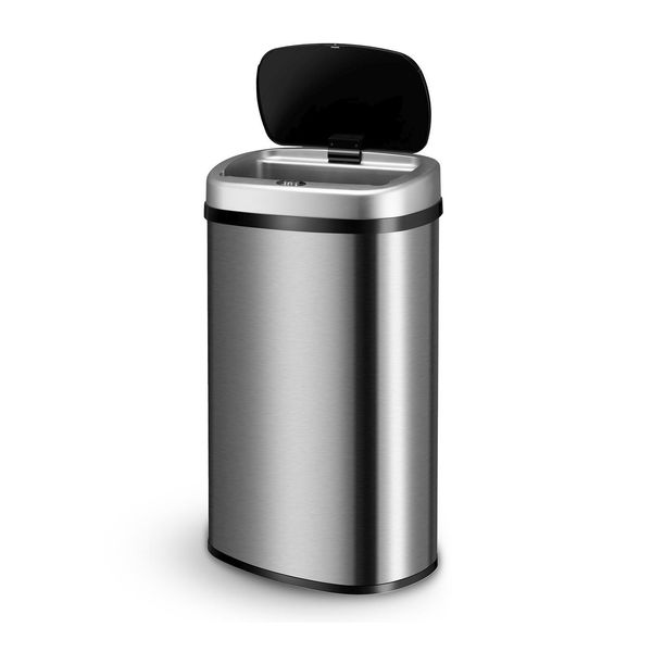 Juskys Automatik MüLleimer Mit Sensor 60L - Abfalleimer Mit Elektrischem Deckel Rechteckig - Silber-image