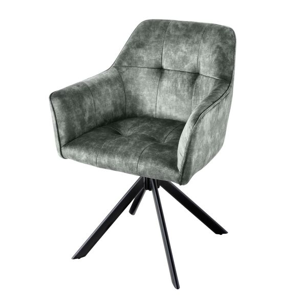 Riess-Ambiente Stuhl Loft - GrüN Samt Drehbar Metallgestell Schwarz Mit Armlehne-image