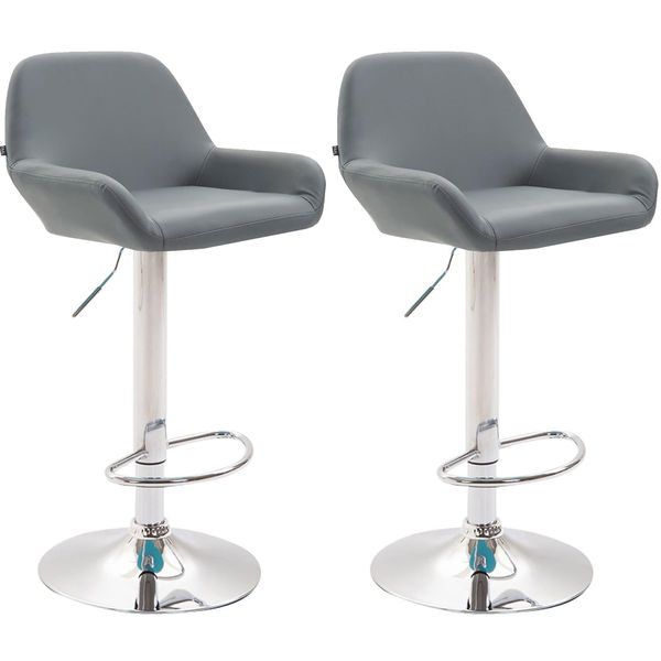 CLP 2Er Set Barhocker Braga Kunstleder I HöHenverstellbarer Barstuhl Mit Metallgestell I Thekenhocker Mit Integrierter FußStüTze-image