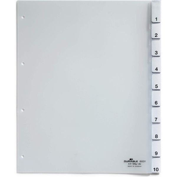Durable Divisorio A4+ 10 Tasti Termosaldati, Trasparente, 683119-image