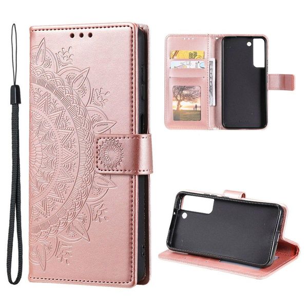 Custodia Per Samsung Galaxy S22 5G Telefono Cellulare Flip Cover Case Mandala Rosegold-image