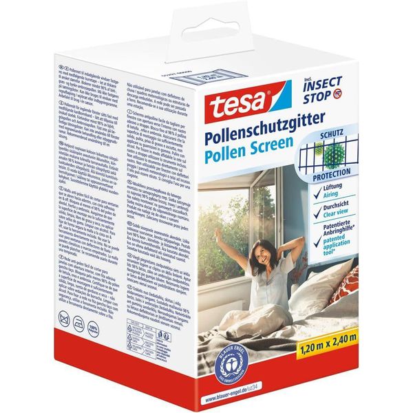 Tesa Schermo Antipolline Per Finestre, 2,40 M X 1,20 M Riduzione Efficace Del Polline Con Avviso Simultaneo - 1 Pezzo (55297-00000-00)-image