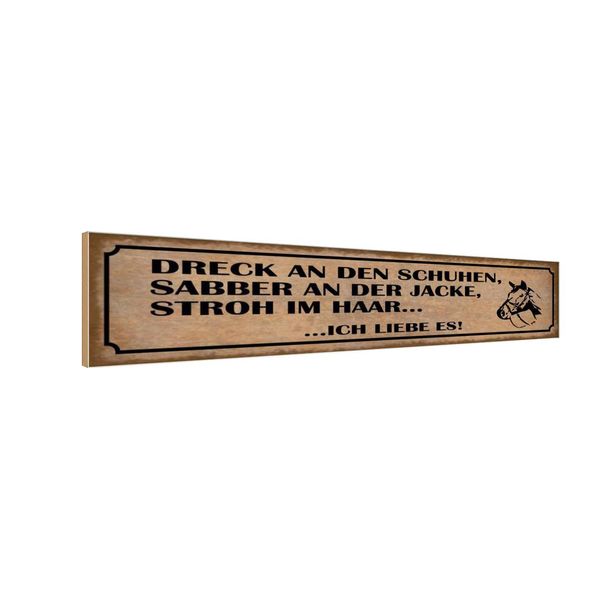 Vianmo Insegna In Legno 10X46 Cm Dreck Shuhen Stroh Haar Reiter-image