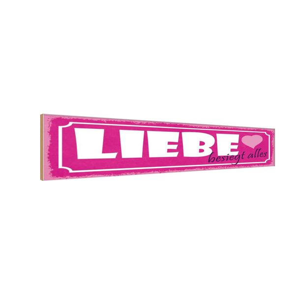 Vianmo Insegna In Legno 10X46 Cm Liebe Besiegt Alles Herz-image