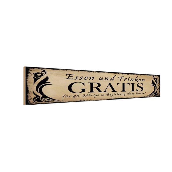 Vianmo Insegna In Legno 10X46 Cm Essen Gratis FüR 90-JäHrige-image