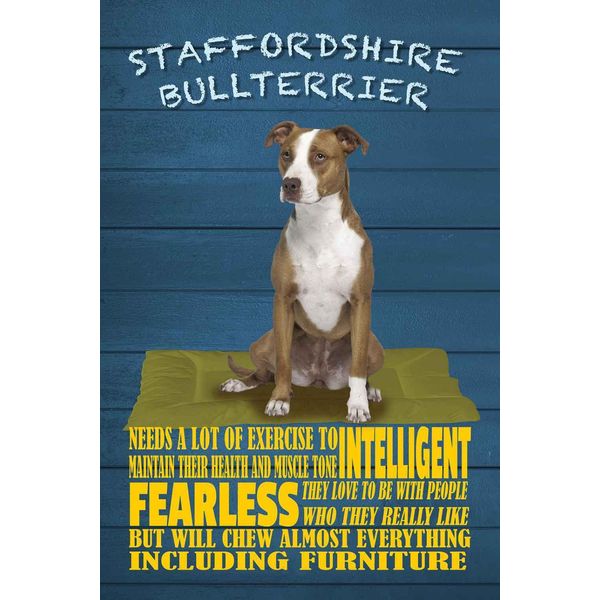 Vianmo Insegna In Legno 30X20 Cm Staffordshire Bullterrier Hund-image