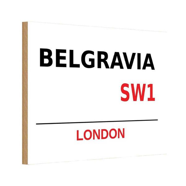 Vianmo Insegna In Legno 20X30 Cm Street Belgravia SW1-image