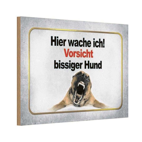 Vianmo Insegna In Legno 20X30 Cm Vorsicht Bissiger Hund-image