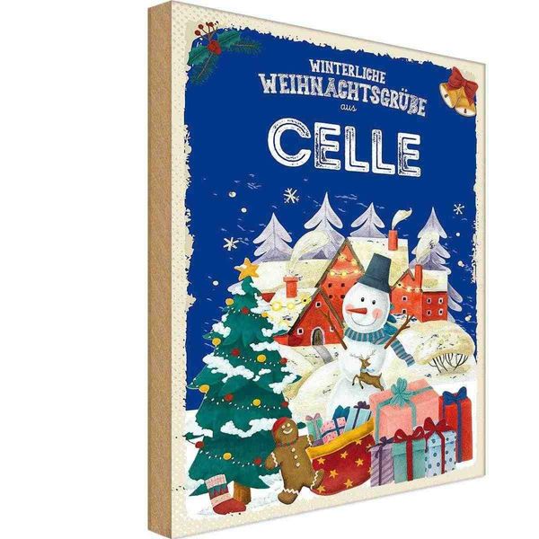 Vianmo Insegna In Legno 30X20 Cm WeihnachtsgrüßE Cellefest-image