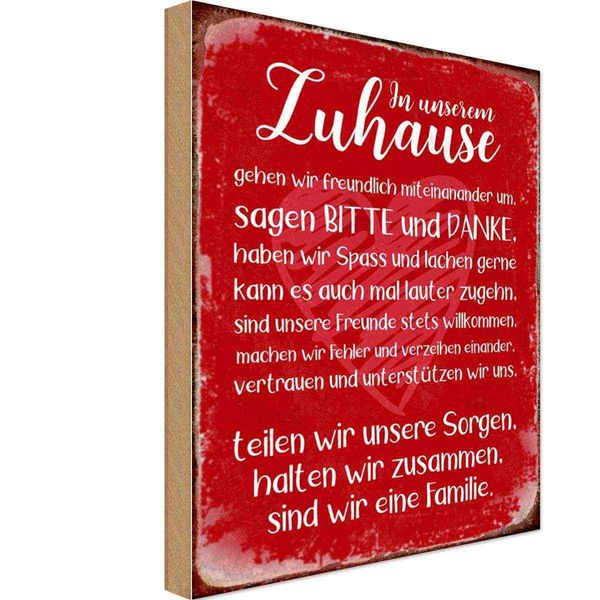 Vianmo Insegna In Legno 18X12 Cm Zuhause Sind Wir Eine Familie-image