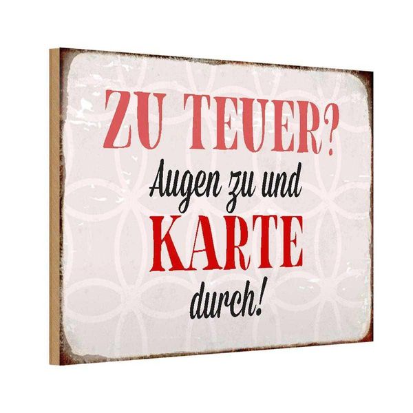 Vianmo Insegna In Legno 12X18 Cm Zu Teuer Augen Zu Karte Durch-image