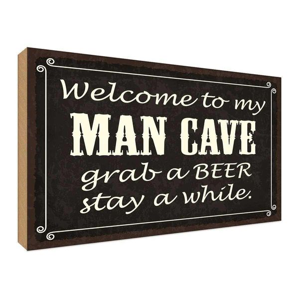 Vianmo Insegna In Legno 12X18 Cm Welcome To My Man Cave-image