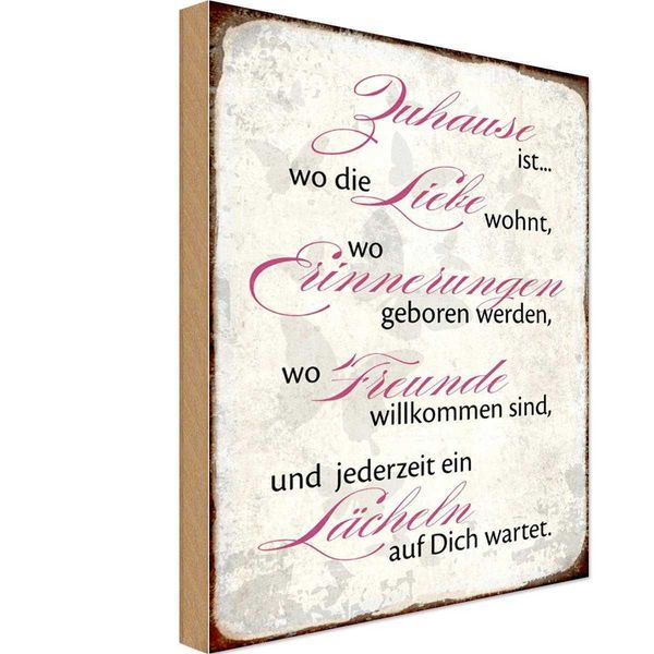 Vianmo Insegna In Legno 18X12 Cm Zuhause Liebe Freunde LäCheln-image