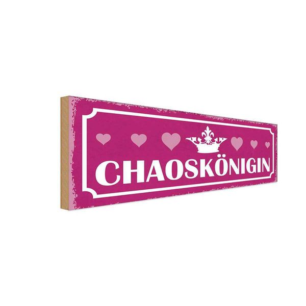 Vianmo Insegna In Legno 10X27 Cm ChaosköNigin Herz Krone-image