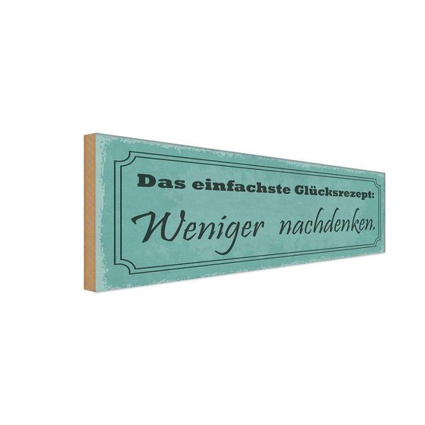 Vianmo Insegna In Legno 10X27 Cm GlüCkrezept Weniger Nachdenken-image