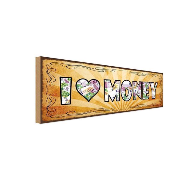 Vianmo Insegna In Legno 10X27 Cm I Love Money Geld-image