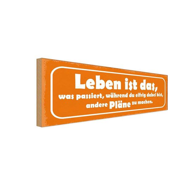 Vianmo Insegna In Legno 10X27 Cm Leben Ist Was Passiert WäHrend-image