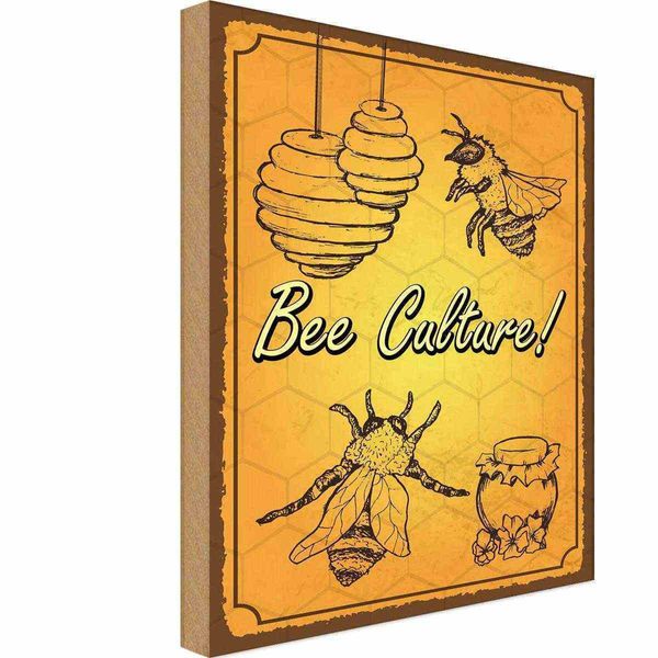 Vianmo Insegna In Legno 40X30 Cm Bee Culture Biene Honig Imkerei-image