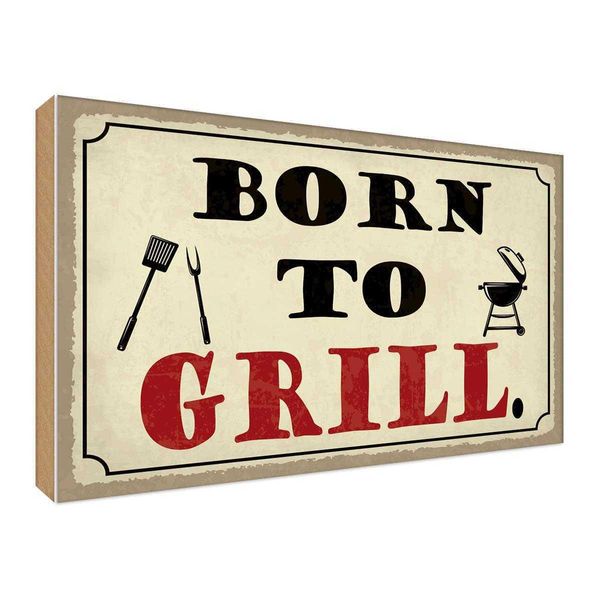 Vianmo Insegna In Legno 30X40 Cm Born To Grill Grillen-image