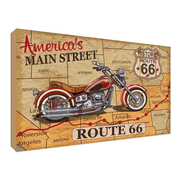 Vianmo Insegna In Legno 30X40 Cm America`S Main Street Route 66-image