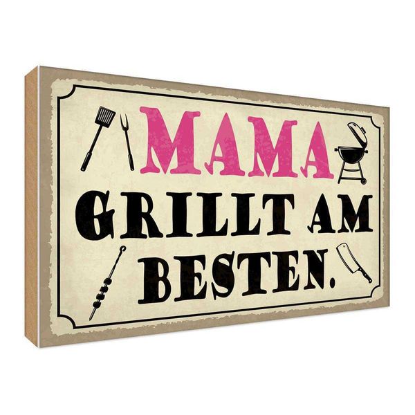 Vianmo Insegna In Legno 30X40 Cm Mama Grillt Am Besten-image