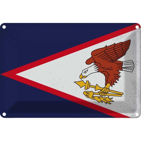 Vianmo Insegna Di Latta 12X18 Cm Bandiera Flag Of American Samoa Vintage-image