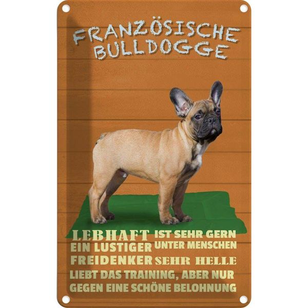 Vianmo Insegna Di Latta 30X20 Cm FranzöSische Bulldogge Hund-image