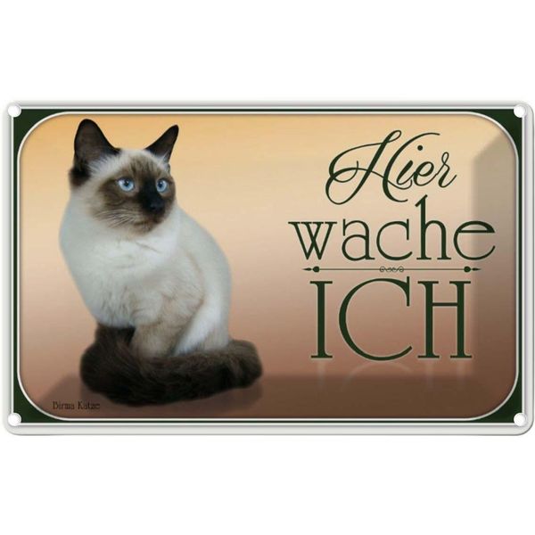Vianmo Insegna Di Latta 12X18 Cm Katze Birma Katze Hier Wache Ich-image