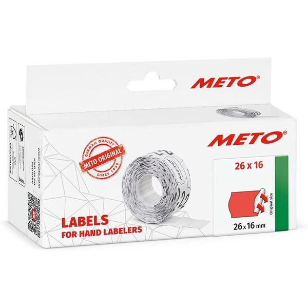 Meto 9506169 Meto Preisetiketten Leuchtrot Permanent 26,0 X 16,0 Mm, 6 Rollen-image