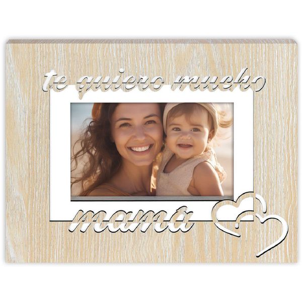 Cornice Per Foto In Legno Zep Estella 10X15 Cm "Te Quiero Mucho Mama"" Marrone"-image