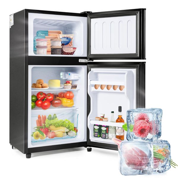 Combinazione Frigorifero/Congelatore Da Tavolo Merax BCD-86A, Minifrigo Con Vano Congelatore, Doppia Porta E Illuminazione A Led, 60 L, A Libera Installazione-image