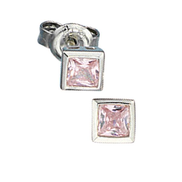 Paar Ohrstecker Jobo "Quadratische OhrhäNger Mit Zirkonia", Silber (Silber 925), Ohrringe, Damen, Silber 925 (Sterlingsilber), 925 Silber-image