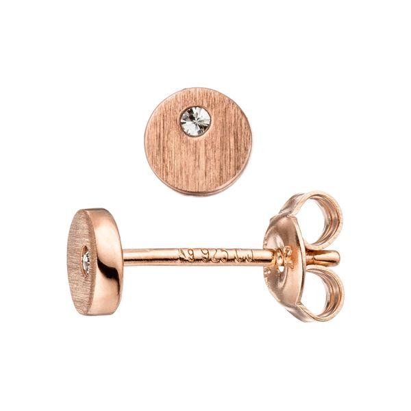 Paar Ohrstecker Jobo, Rosa (RoséGoldfarben), Ohrringe, Damen, 5,5Mm, Silber 925 (Sterlingsilber), Rund 925 Silber RoséGold Vergoldet Mit Zirkonia-image