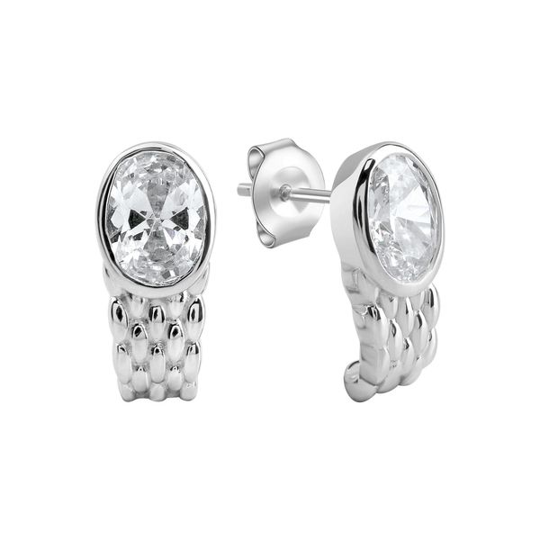 Paar Ohrstecker Zeeme "925/- Sterling Silber Rhodiniert Zirkonia", Weiß, Ohrringe, Damen, One-Size, Silber 925 (Sterlingsilber)-image