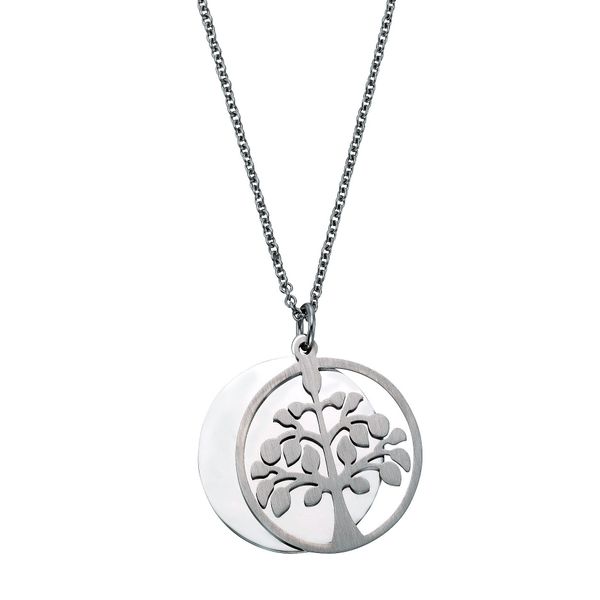 Kette Mit AnhäNger Firetti "Schmuck Geschenk Halskette Lebensbaum, Flachpanzerkette", Silber (Edelstahlfarben), Halsketten, Damen, Edelstahl, L: 45-image