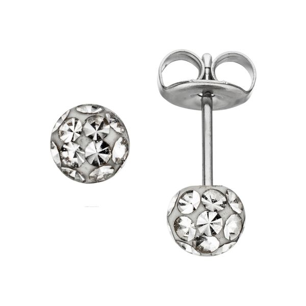 Paar Ohrstecker Jobo, Silber (Edelstahlfarben), Ohrringe, Damen, 4,1Mm, Edelstahl, Edelstahl Mit Kristallsteinen-image