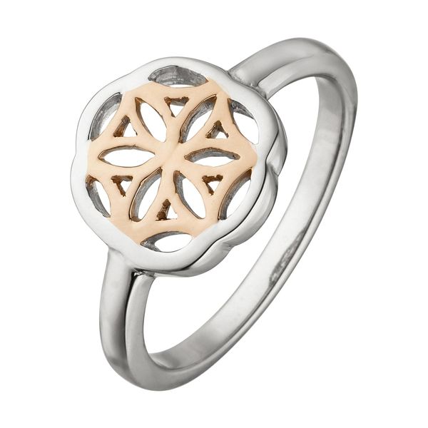Fingerring Jobo Gr. 54, Silber (Silber 925), Fingerringe, Damen, 54, Silber 925 (Sterlingsilber), Fingerring, 925 Silber Bicolor Vergoldet-image