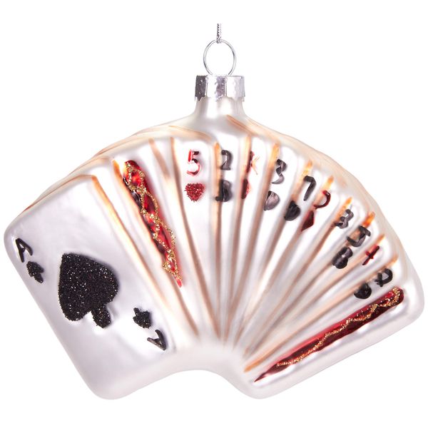 Gioco Di Carte Brubaker - Guaina Di Natale In Vetro Dipinta A Mano - Figurine Di Decorazione Per L'albero Di Natale - Guaina Ciondolante Per L'albero Di Natale - 11,5 Cm-image