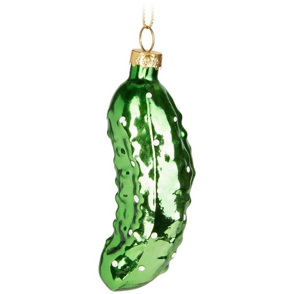 Brubaker Cetriolo Di Natale Verde - Guaina Di Natale Dipinta A Mano Come Un Cetriolo Sottaceto In Vetro - Figure Di Decorazione Per L'albero Di Natale Guaina Di Decorazione Divertente Per L'albero - 9 Cm-image