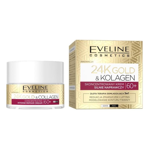 Eveline Cosmetics Oro 24K E Collagene Concentrato Crema Altamente Riparativa 60+, 50Ml-image