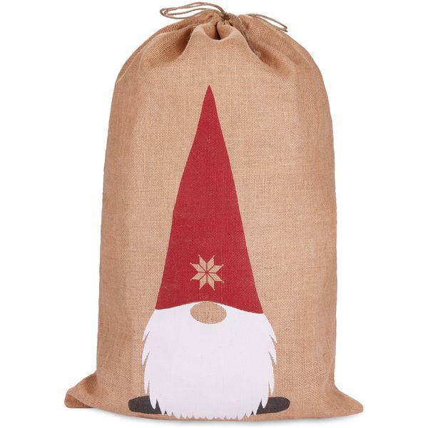 Brubaker Sacco Di Natale Gnomo - 80 Cm Sacco Regalo Di Natale - Sacco Di Babbo Natale Sacco Di Iuta, 1 Pezzo-image