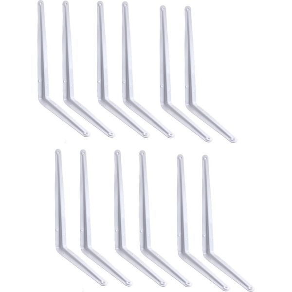 Set Di 12 Staffe Bianche Per Mensole | Supporto Per Mensole In Ferro | Staffa Per Mensole | Staffa Per Mensole Per Montaggio A Parete | Supporto Per Mensole | Supporto Per Mensole | Staffa In Lamiera D'acciaio-image