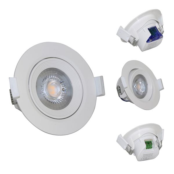 5X Faretto Da Incasso Led Orientabile Incl. Lampadina Led 5W Bianco Caldo 380Lm 230V Trasformatore Incorporato Faretto Plafoniera Tondo Bianco-image