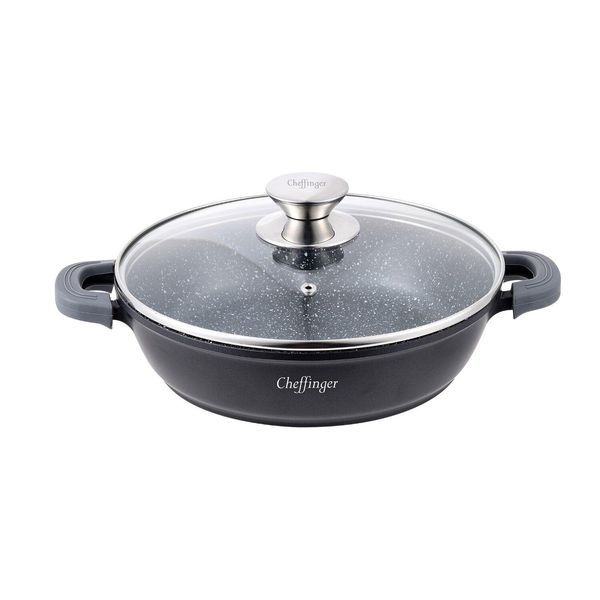 Padella Per Servire Padella Per Stufare Pentola Per Cucinare Coperchio Induzione Ø28Cm Pentola In Alluminio Fuso Pan-image