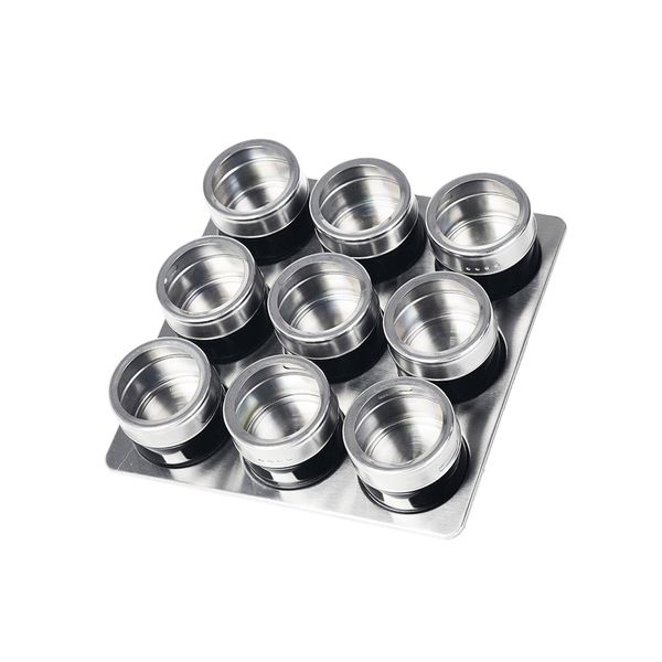 Set Di 10 Barattoli Per Spezie In Acciaio Inox Metallizzato Portaspezie Sale Pepe Contenitore Per Spezie Da Cucina Nero-image