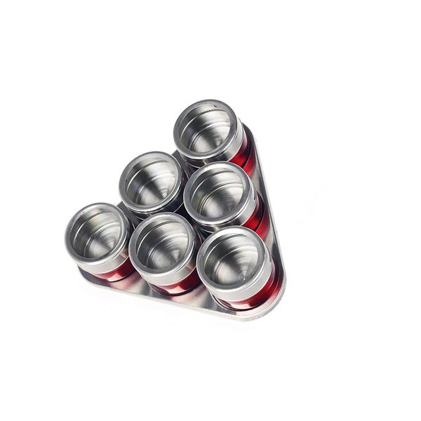 Set Di 7 Barattoli Per Spezie In Acciaio Inox Metallizzato Portaspezie Sale Pepe Contenitore Per Spezie Da Cucina Rosso-image